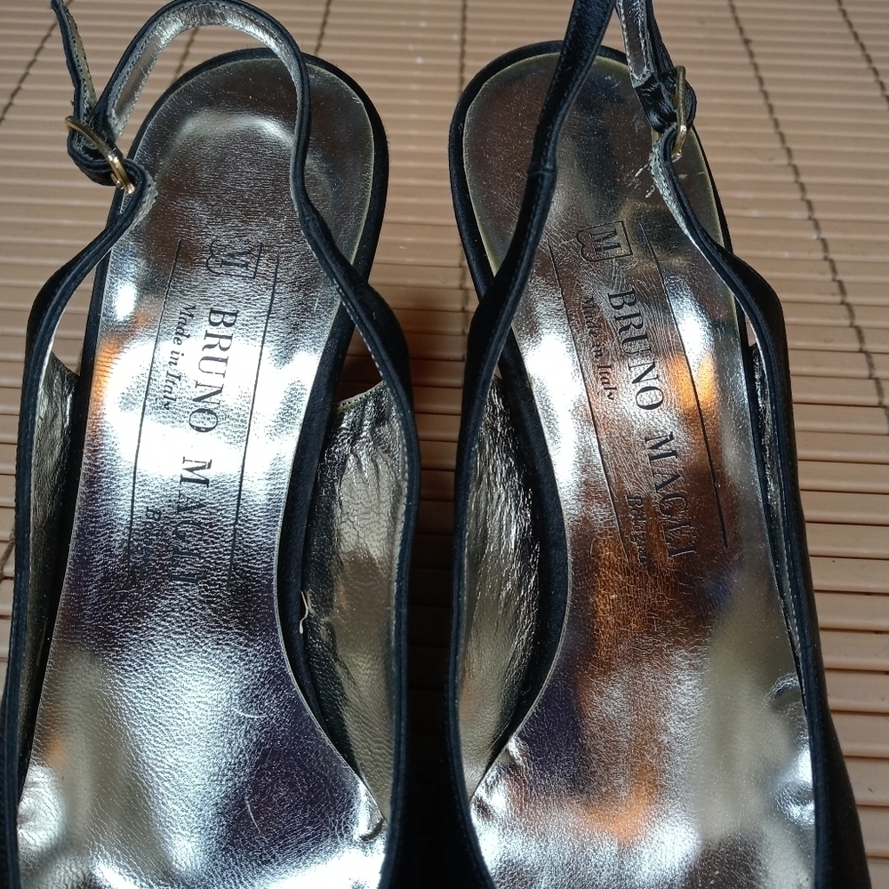 Bruno Magli Women's Slingback Satin Black Heels Wo - Picture 6 of 11